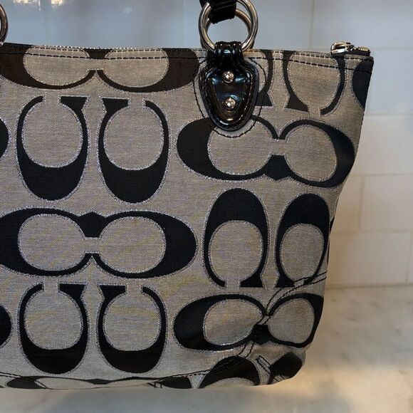 Coach Signature Poppy Lurex Vintage Large Tote Shoulder Bag - HTF - Picture 7 of 16